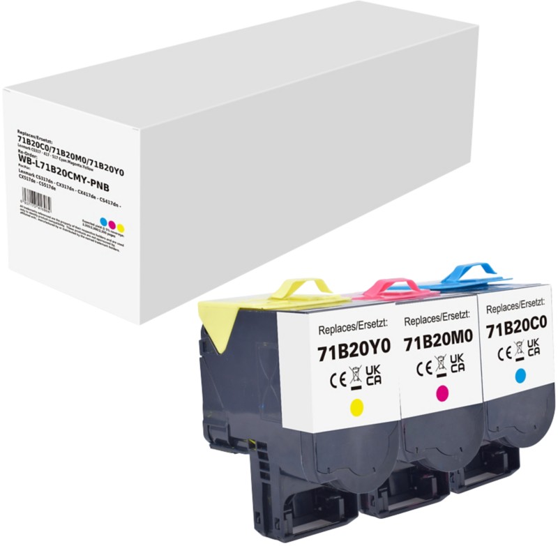 Kompatible Lexmark Tonerkartusche Cyan, Magenta, Gelb 3er-Pack