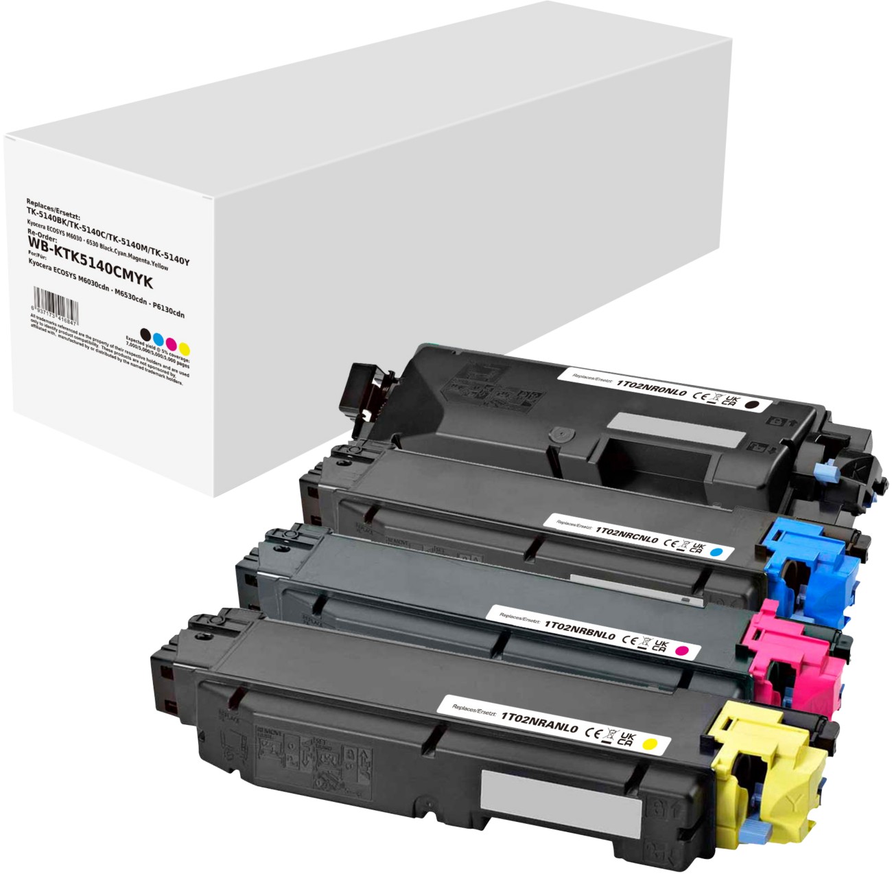 TK-5140K/C/M/Y Kompatible Kyocera Tonerkartusche Schwarz, Cyan, Magenta, Gelb 4er-Pack