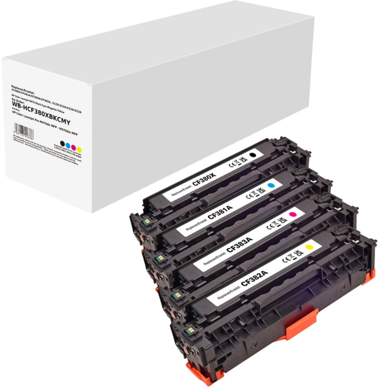 CF380X/CF381A/CF383A/CF382A Kompatible HP Tonerkartuschen Schwarz, Cyan, Magenta, Gelb 4er-Pack