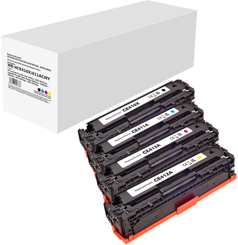 CE410X/CE411A/CE412A/CE413A Kompatible HP Tonerkartuschen Schwarz, Cyan, Magenta, Gelb 4er-Pack