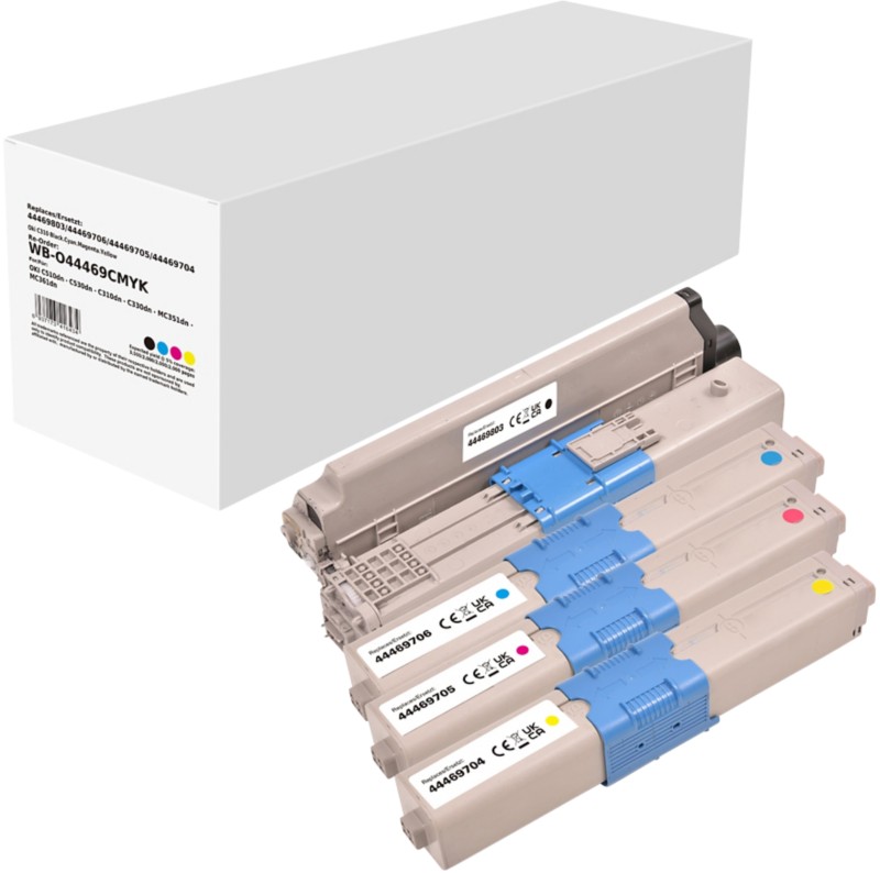 Kompatible OKI Tonerkartusche Schwarz, Cyan, Magenta, Gelb 4er-Pack