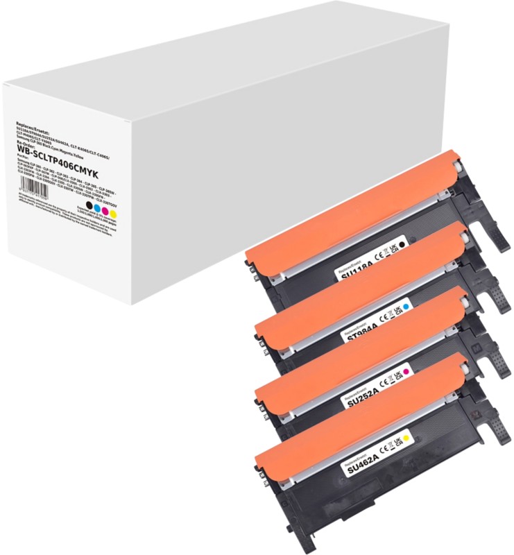 CLT-406S Kompatible Samsung Tonerkartusche Schwarz, Cyan, Magenta, Gelb 4er-Pack