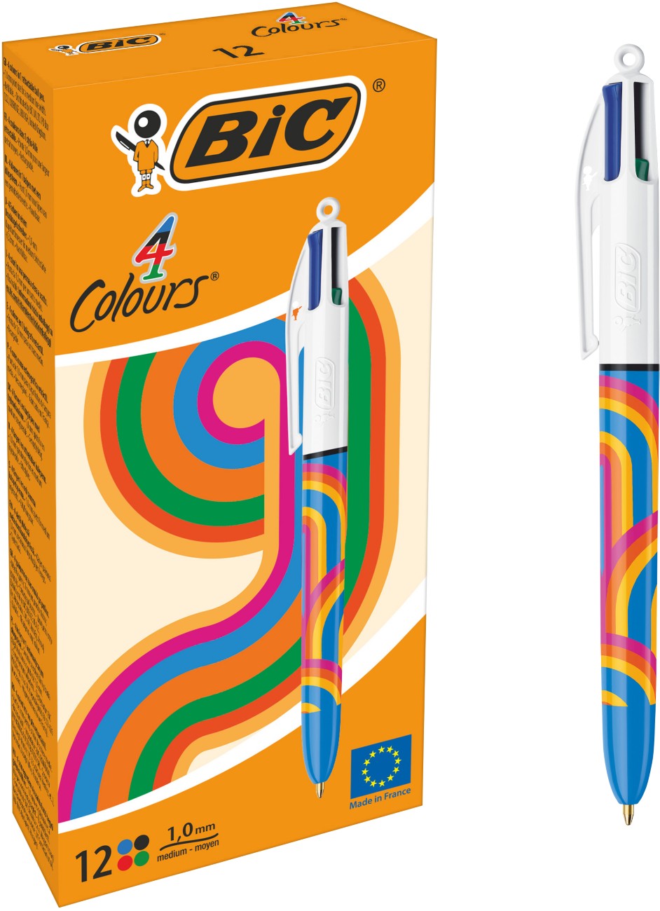 Bic 4 Colours Retro Retractable Ballpoint Pen Multicolour 0.4 Mm Medium Ballpoint Refillable