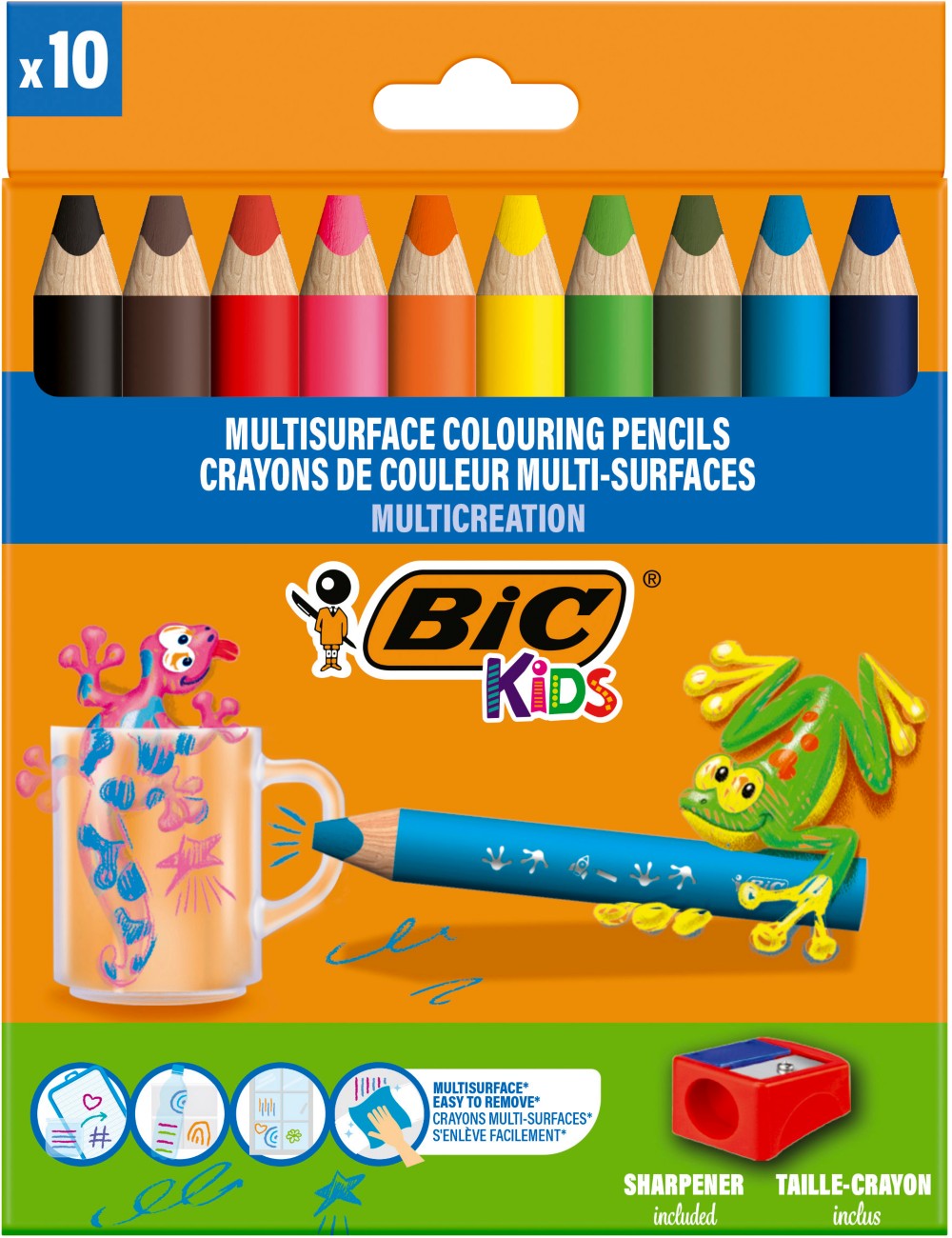 Bic Colouring Pencils Assorted With Sharpener Pack Of 10
