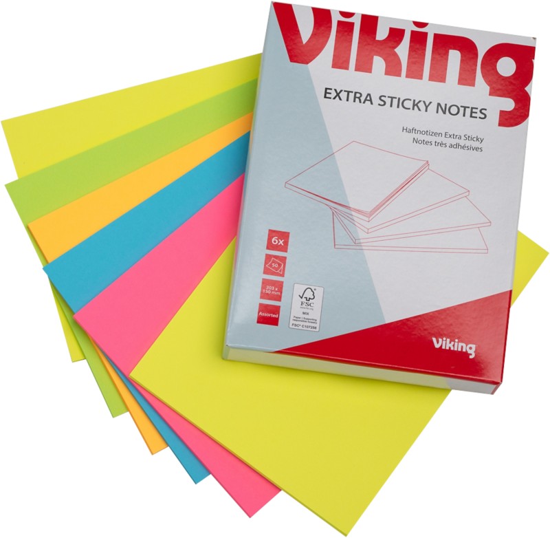 Viking Haftnotizen Rechteckig 150 mm Blanko Farbig sortiert 50 6 Stück à 50 Blatt