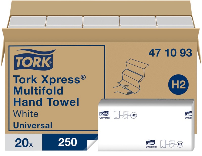 Tork Xpress Multifold Universal Falthandtücher H2 Weiß 1-lagig 471093 20 Stück à 250 Blatt