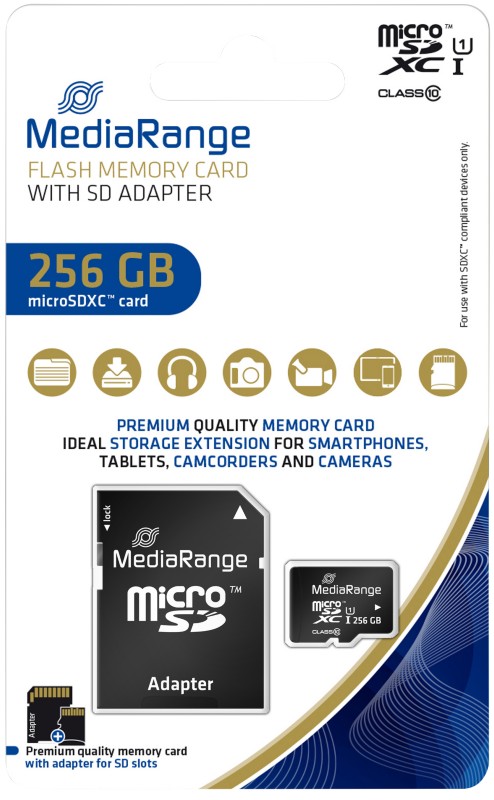 MediaRange MicroSDXC Speicherkarte 256 GB Class 10