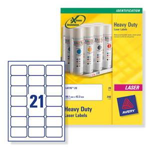 Avery Labels A4 White 38 X 63 Mm 20 Sheets Of 21 Labels