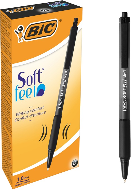 BIC Soft Feel Kugelschreiber Schwarz Mittel 0.4 mm 12 Stück