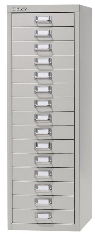 Bisley Filing Cabinet with 15 Drawers H3915NL 280 x 380 x 860mm Grey