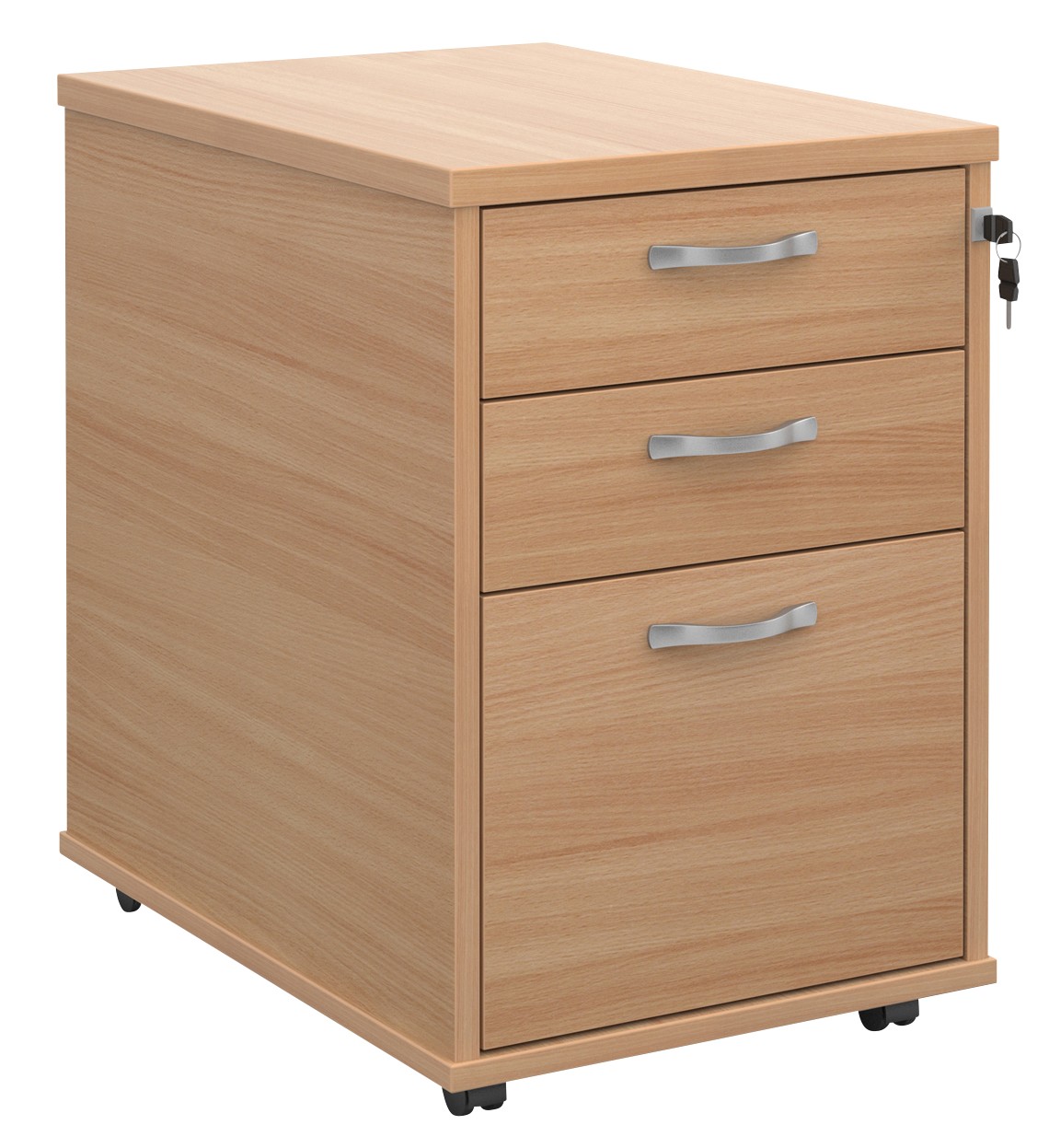 Dams International Mobile Pedestal Mfc (Melamine Faced Chipboard) Lockable 426 X 600 X 630 Mm Beech Brown