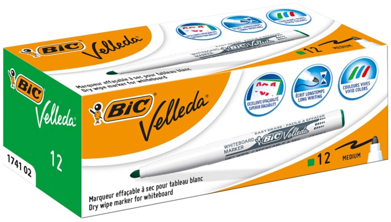 BIC 1741 Whiteboard-Marker Mittel Rundspitze Grün 12 Stück