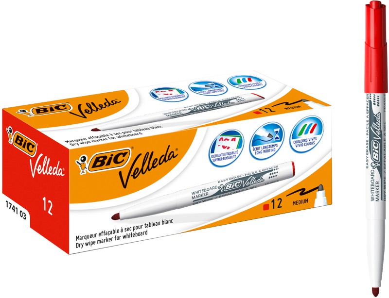 BIC Whiteboard-Marker 1741 Rundspitze 1.5 mm Rot 12 Stück