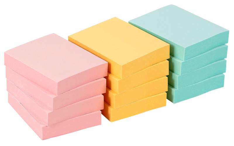 Notes adhésives Office Depot 38 x 51 mm Rose, jaune, bleu 12 Unités de 100 Feuilles