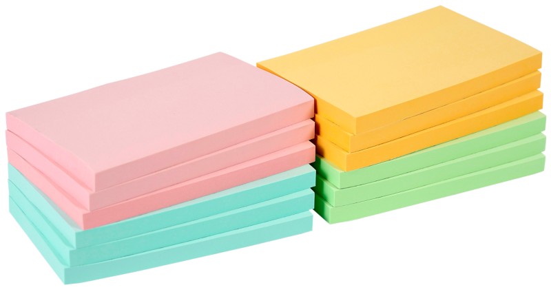 Office Depot Sticky Notes 127 x 76 mm Assorted 12 Pads of 100 Sheets