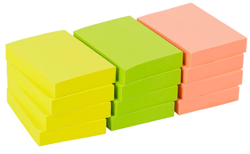 Image of Office Depot Haftnotizen 38 x 51 mm Farbig sortiert Neon 12 Blöcke à 100 Blatt