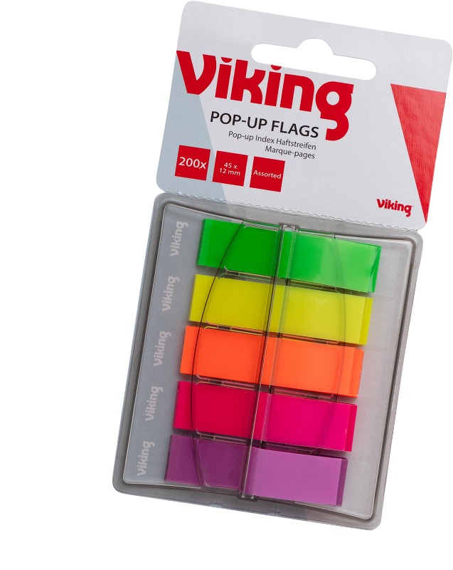 Viking Haftmarker Rechteckig 1,2 x 7 x 4,5 cm Farbig sortiert Pop Up 5 Stück à 40 Streifen