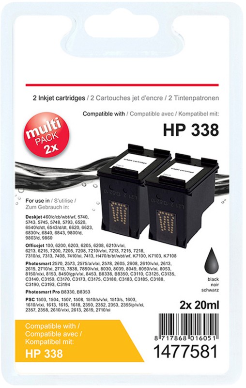 Viking 338 Kompatibel HP Tintenpatrone C8765E Schwarz Duopack 2 Stück