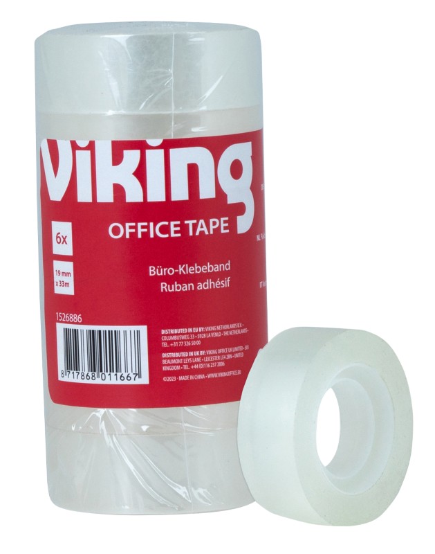 Viking Büroklebeband Kleiner Kern Easy Tear Polypropylen 19mm x 33m Transparent 6 Rollen