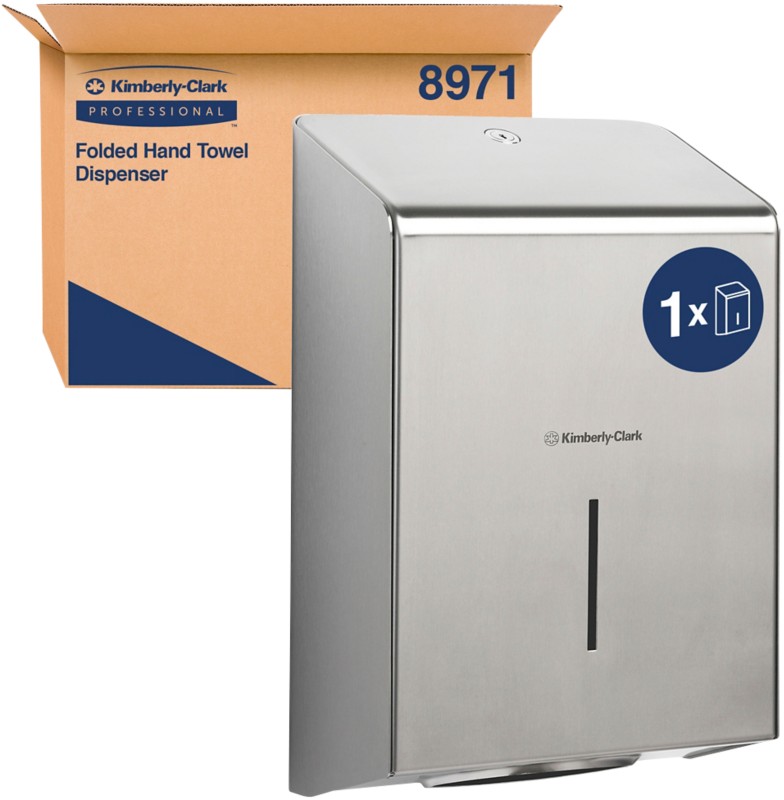 Kimberly-Clark Professional Hand Towel Dispenser 8971 Stainless Steel Silver Lockable 23.7 x 11.8 x 34.9 cm