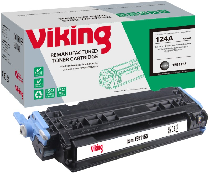 Viking 124A Kompatibel HP Tonerkartusche Q6000A Schwarz