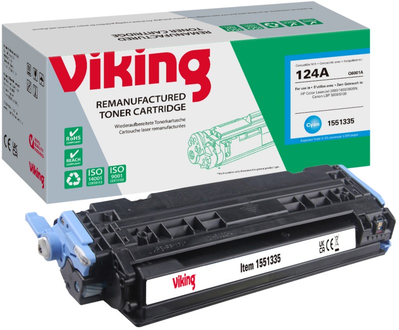Thumbnail - Viking 124A Kompatibel HP Tonerkartusche Q6001A Cyan