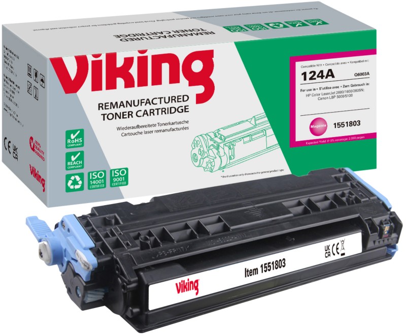 Viking 124A Kompatibel HP Tonerkartusche Q6003A Magenta