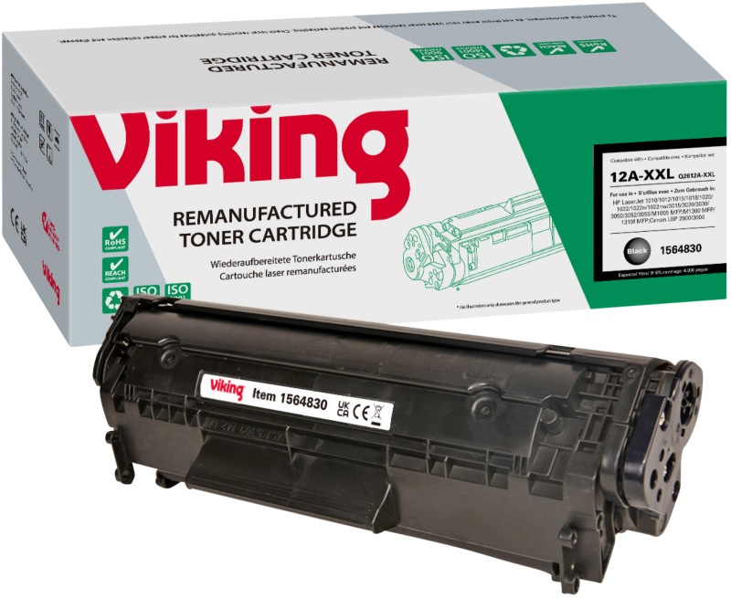 Viking 12A Kompatibel HP Tonerkartusche Q2612A-XXL Schwarz