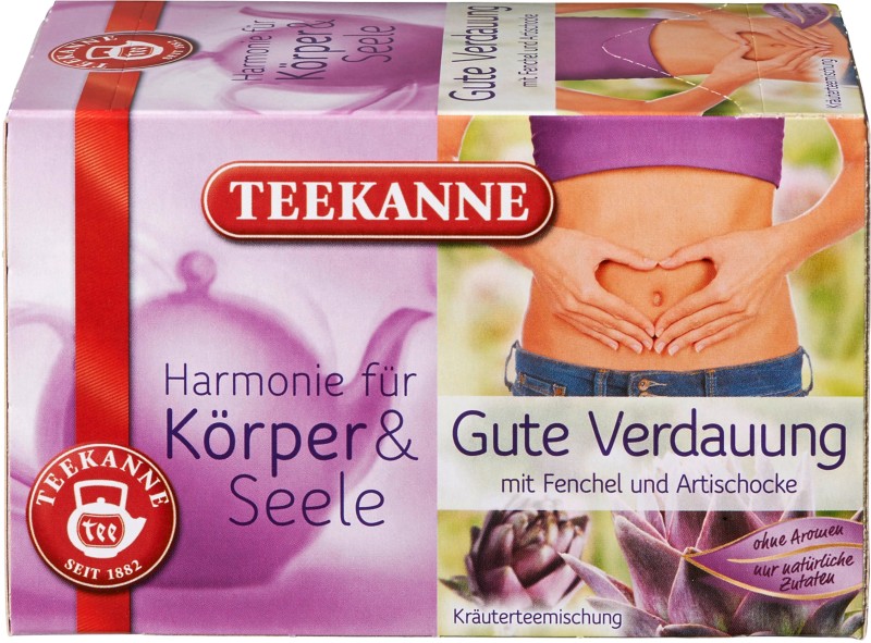 TEEKANNE Harmonie für Körper & Seele "Gute Verdauung" Koffeinfrei Kräutertee Tee Artischocke, Fenchel 20 Stück à 1.75 g