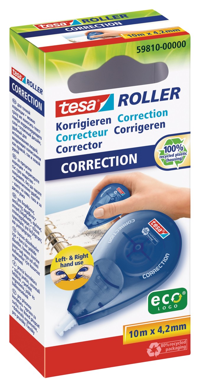 tesa correction Nachfüllbares Korrekturband Horizontal 4.2 mm x 10m Blau