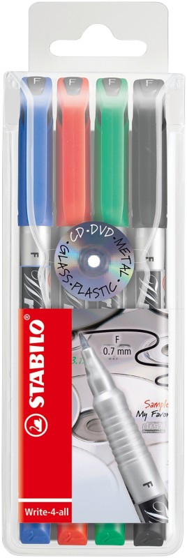 5 x Stabilo Permanentmarker Write-4-all F sortiert VE=4 Stück