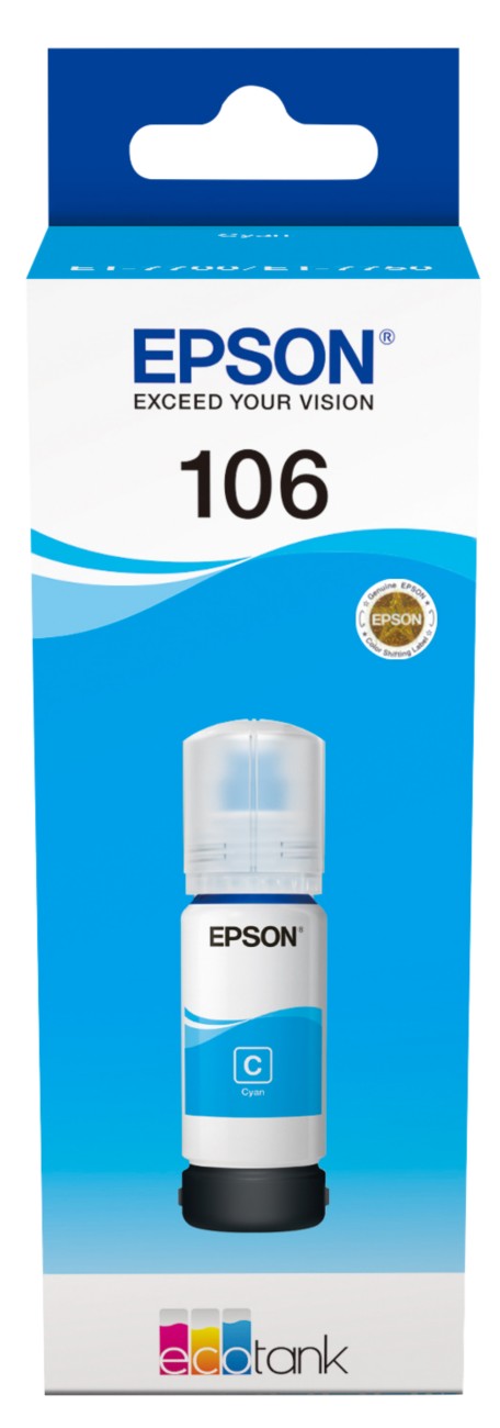 Original Epson 106 Ecotank Cyan Ink Bottle (C13T00R240) - Image 16