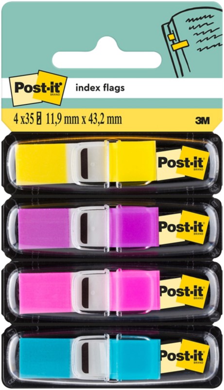 Post-it Index-Haftstreifen Rechteckig 1,19 x 4,32 cm Farbig sortiert 680-4 AB 4 Stück à 35 Streifen