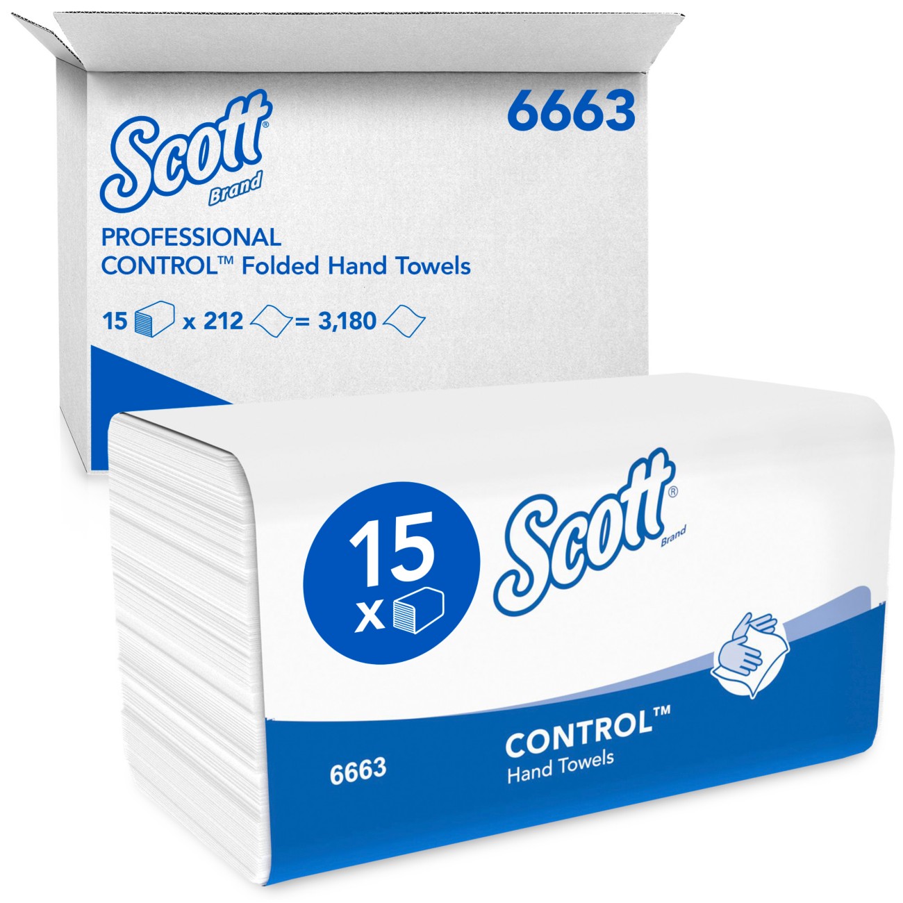 Scott Control Paper Hand Towels V-Fold White 1 Ply 6663 212 Sheets Pack Of 15