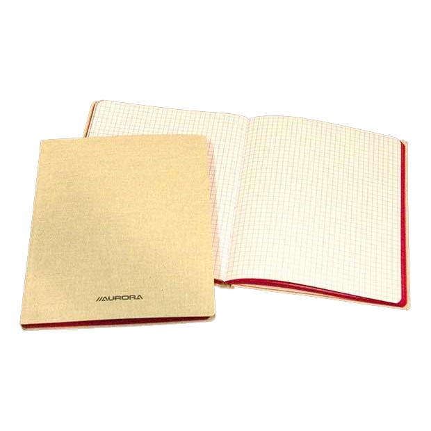 AURORA 105 x 165 mm Kartongebundenes Notizbuch mit weißem Leineneinband kariert 5 mm 96 Blatt