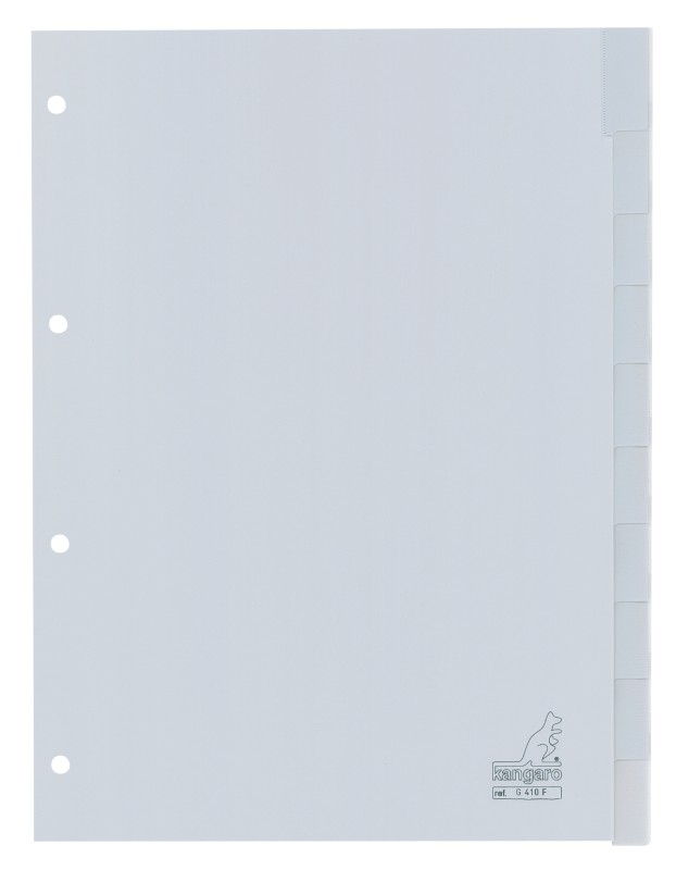 KANGARO Blanko Register DIN A4 Grau Transparent 10-teilig PP (Polypropylen) Rechteckig 4 Löcher G410F