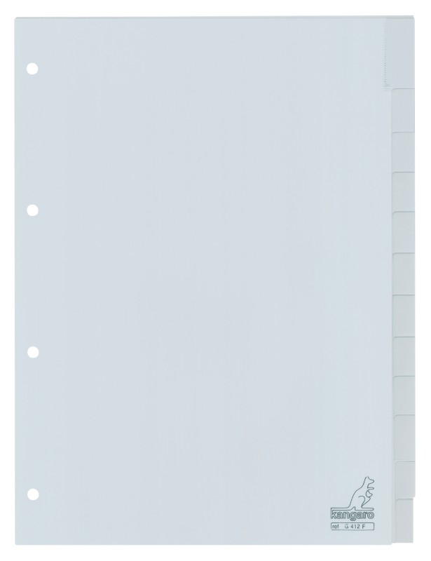 KANGARO Blanko Register DIN A4 Grau 1-teilig PP (Polypropylene) 4 Löcher G412F