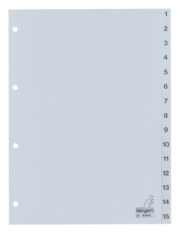 KANGARO Register G415C DIN A4 15-teilig 4-fach Kunststoff 1 bis 15