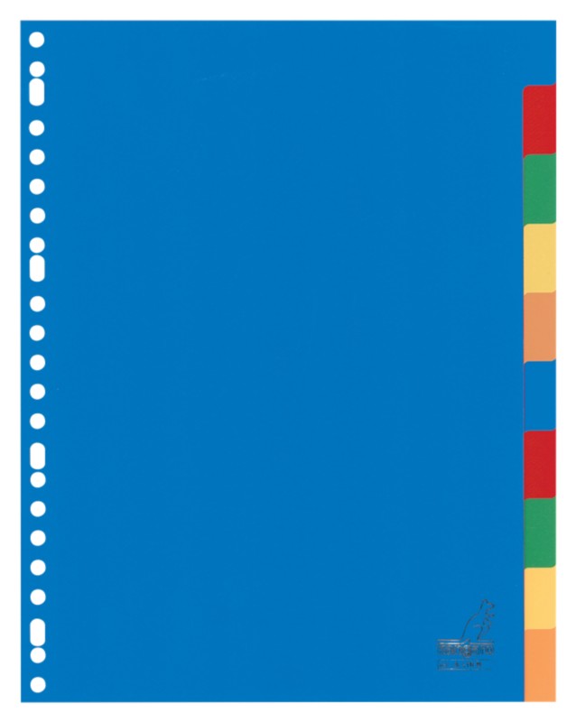 KANGARO Blanko Register DIN A4 Farbig sortiert 10-teilig PP (Polypropylene) 23 Löcher A410M