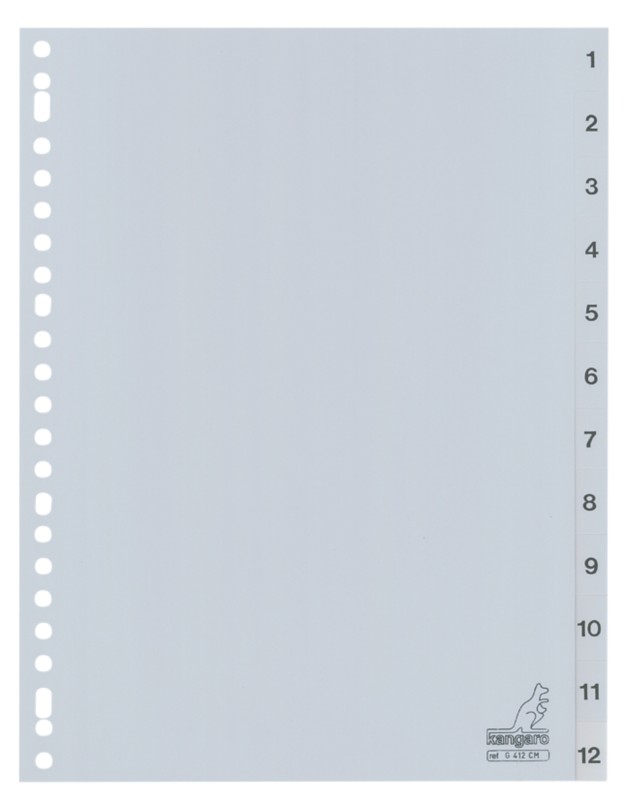 KANGARO Register G412CM DIN A4 12-teilig Perforiert Kunststoff 1 bis 12