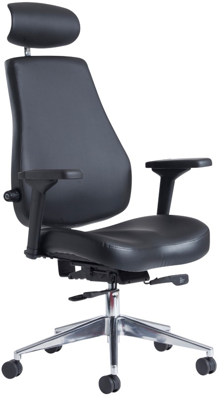 Dams International Synchro Tilt Executive Chair with Adjustable Armrest and Seat Franklin Bonded Leather Black