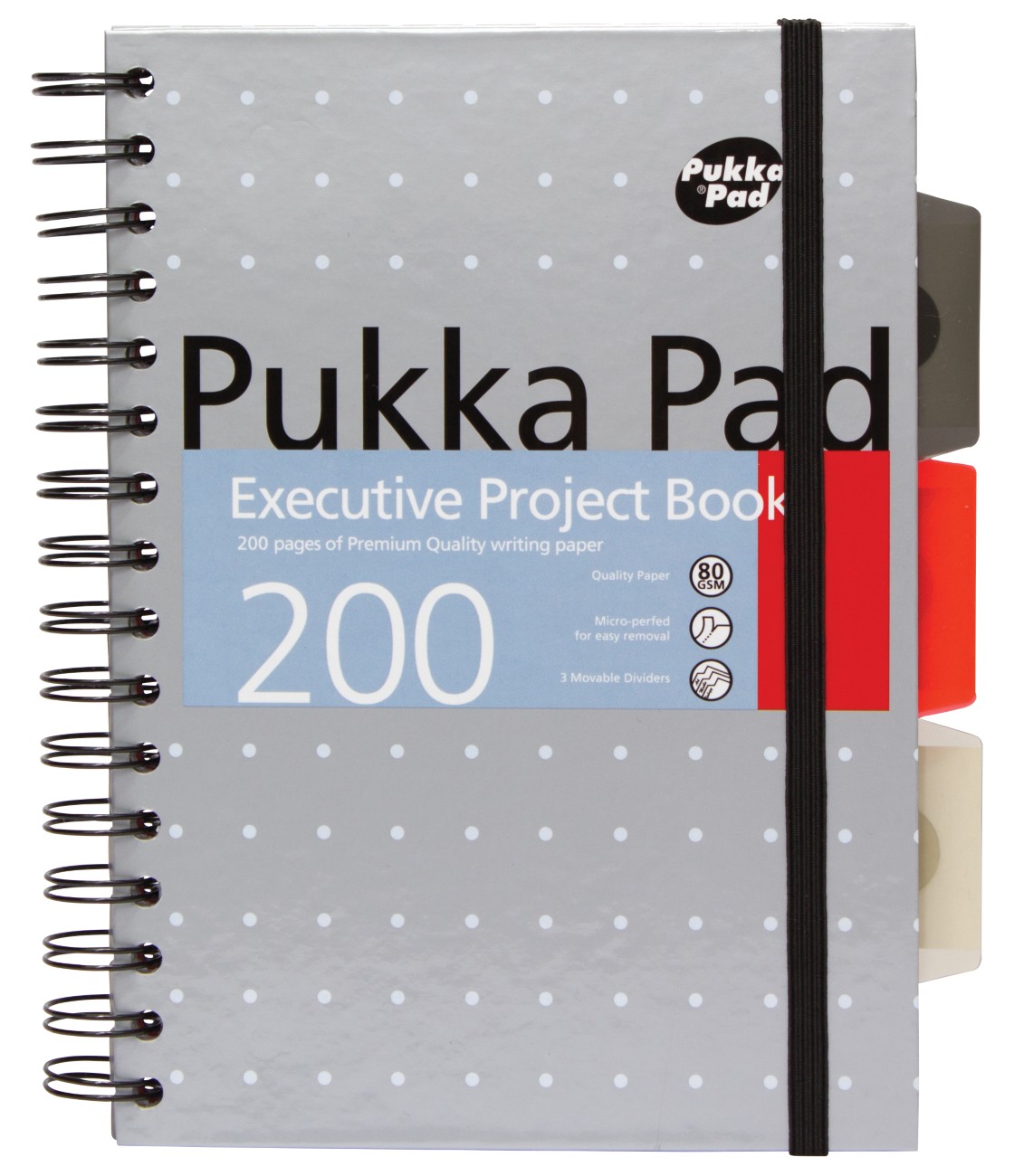 Pukka Pad Project Book Metallic Executive A5 Ruled Spiral Bound Cardboard Grey Perforated 200 Pages 100 Sheets Pack Of 3