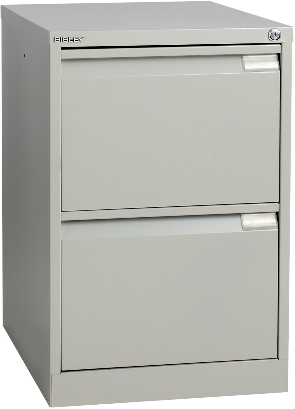 Bisley Bs Steel Filing Cabinet 2 Drawers Lockable 470 X 622 X 711 Mm Grey