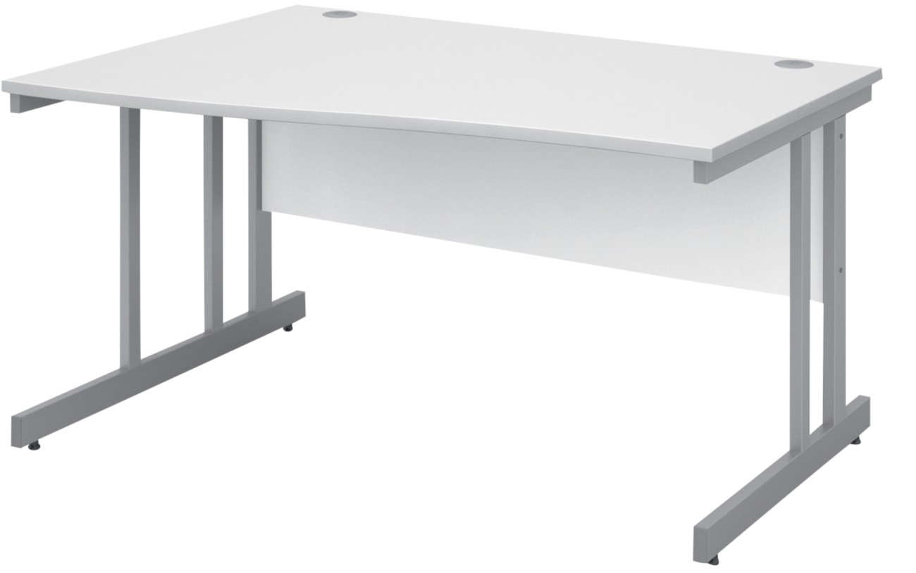 Dams International Momento Wave Desk Freeform White Cantilever 1,400 (W) X 990 (D) X 725 (H) Mm Mfc (Melamine Faced Chipboard)