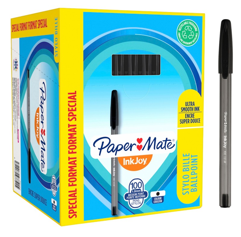 Papermate InkJoy 100 Kugelschreiber Schwarz Mittel 0.8 mm 100 Stück