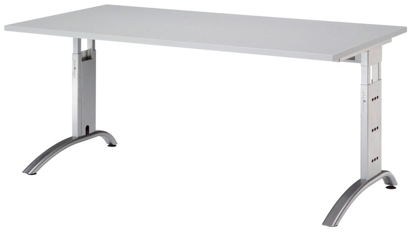 Hammerbacher Schreibtisch Future Lichtgrau 1.600 x 800 x 850 x 650 - 850 mm mit Aufbauservice