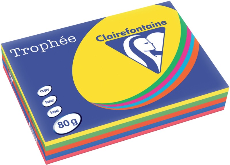 Clairefontaine DIN A4 Farbiges Papier Farbig sortiert 80 g/m² Matt 500 Blatt