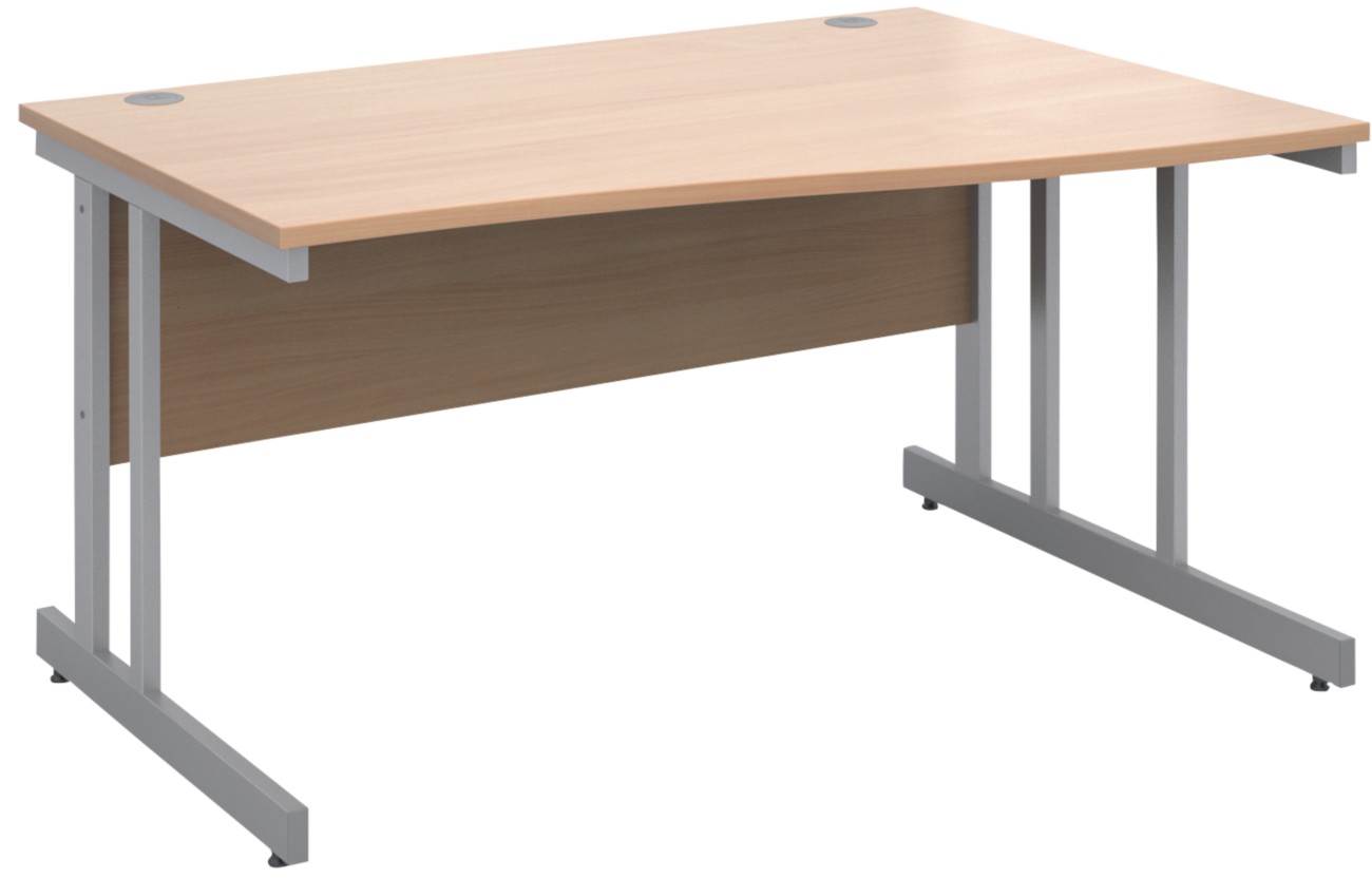 Dams International Momento Wave Desk Freeform Beech Cantilever 1,400 (W) X 990 (D) X 725 (H) Mm Mfc (Melamine Faced Chipboard)
