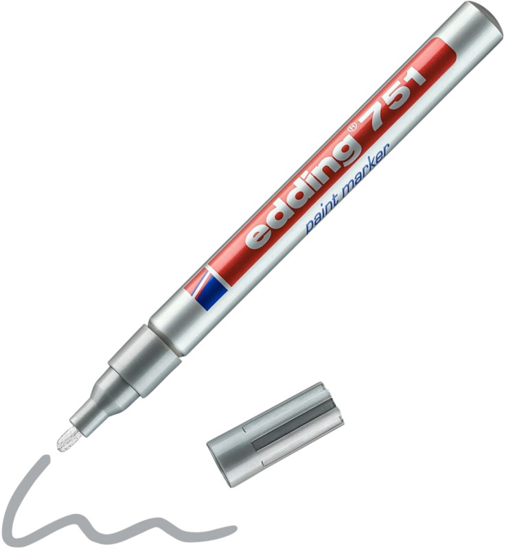 Thumbnail - edding 751 Permanent Lackmarker Silber Fein Rundspitze 1 - 2 mm Wasserbeständig
