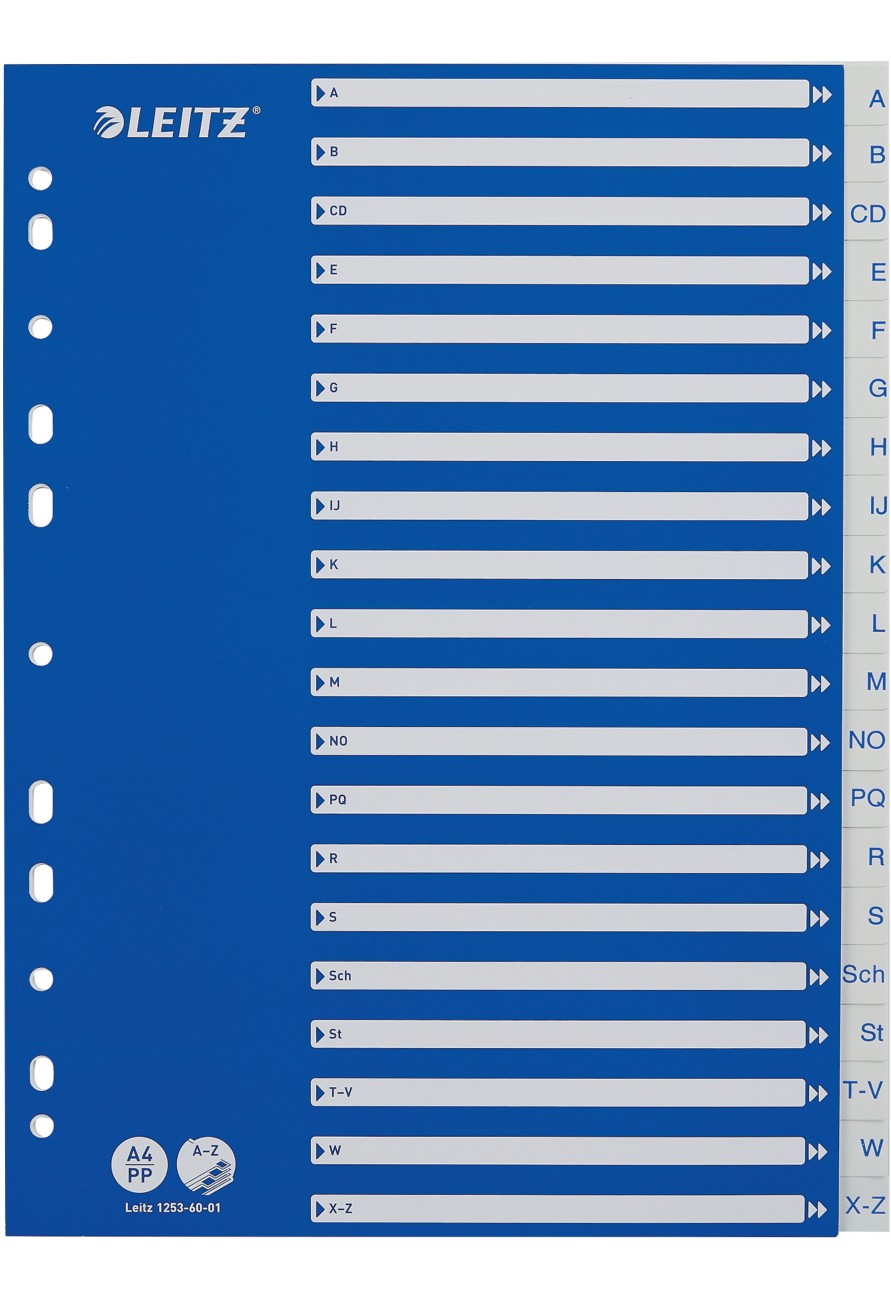 Leitz Indices A4 Blue, White 20 Part Perforated Pp A - Z 1